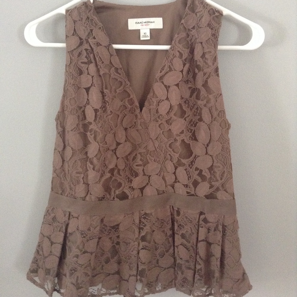 Light Brown Lace Sleeveless Tank